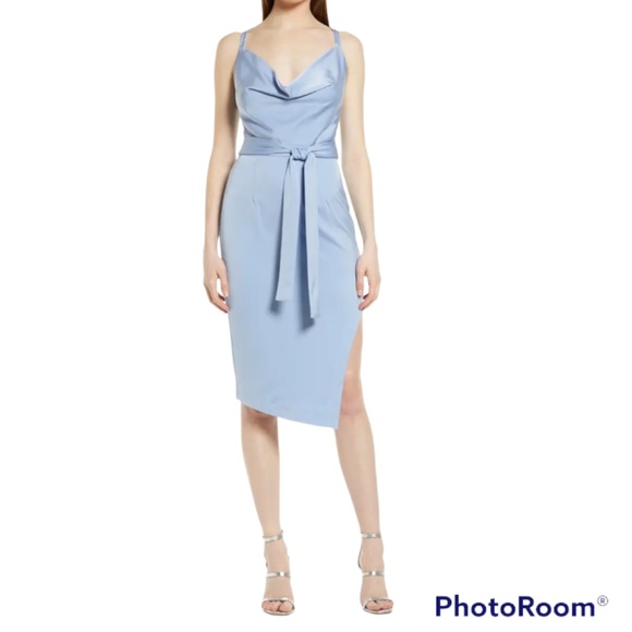 NWT Lavish Alice Cross Back Cowl Neck Midi Dress in Cornflower Blue Size 4 - Picture 2 of 16